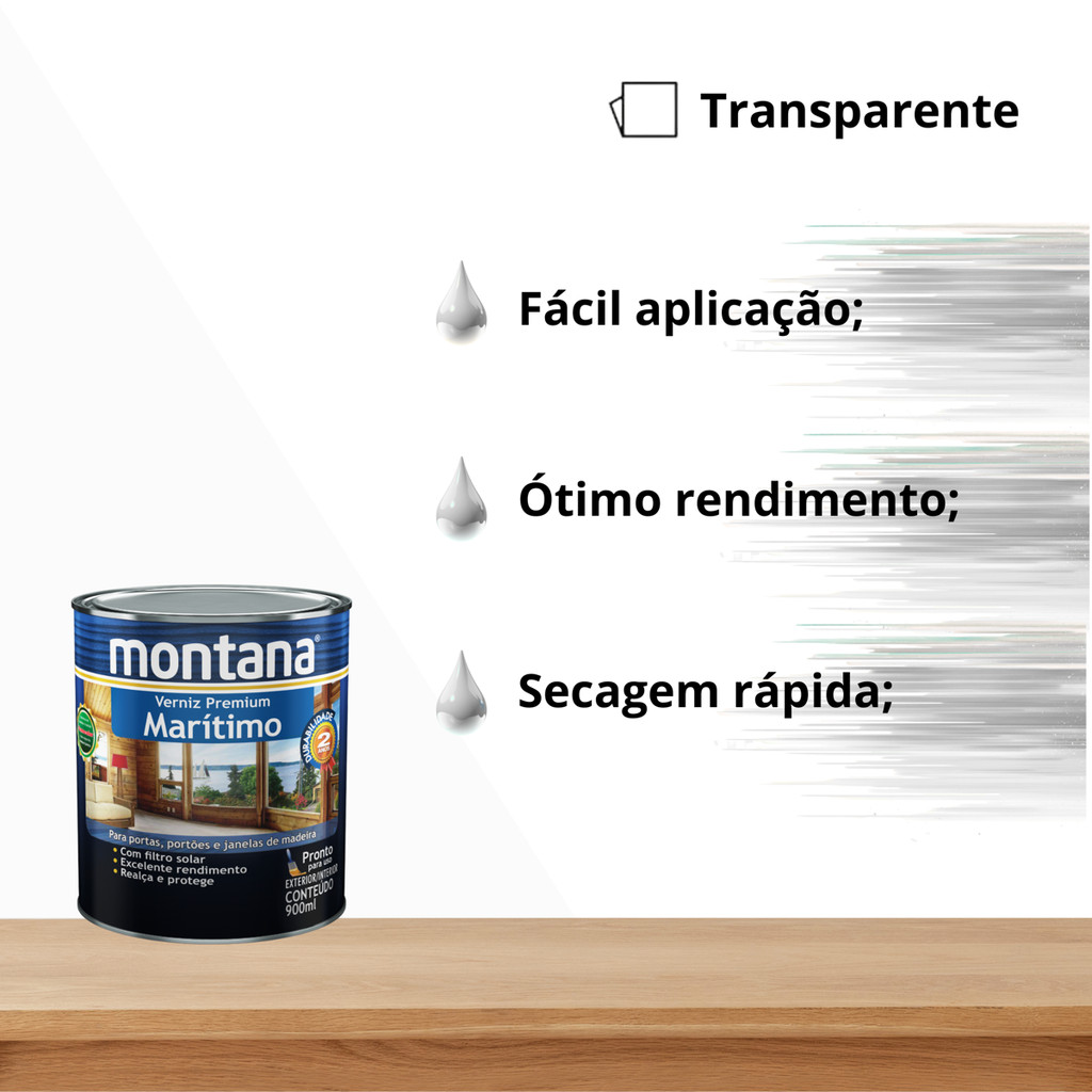 Verniz Marítimo Acetinado Natural 0,9L Montana — imagem 2 de 2