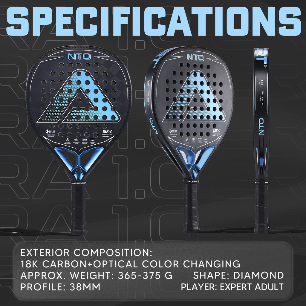 Novo estilo de placa raquete de tênis Padel raquete 18K fibra carbono profissional grau gaiola estilo praia raquete prof