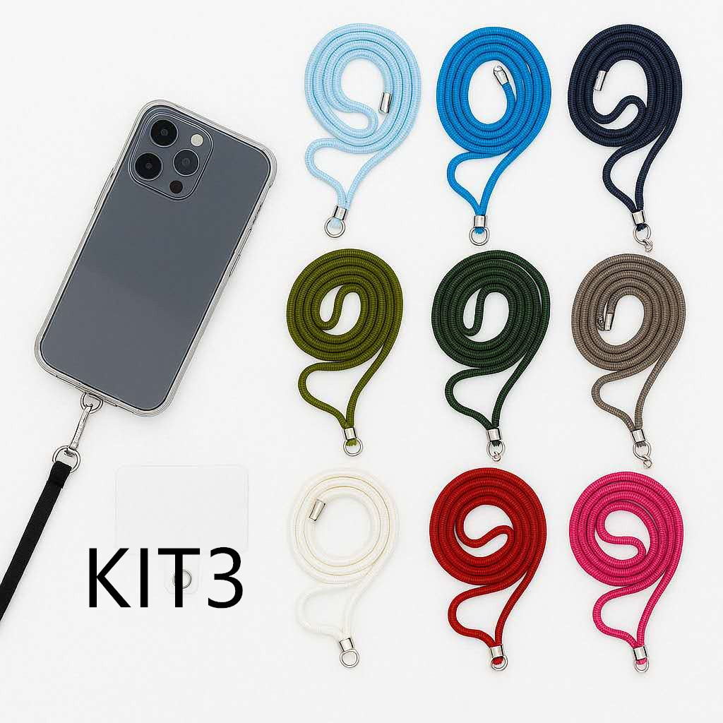 Kit 3 Cordão Para Celular Universal Alça De Pescoço E Pulso