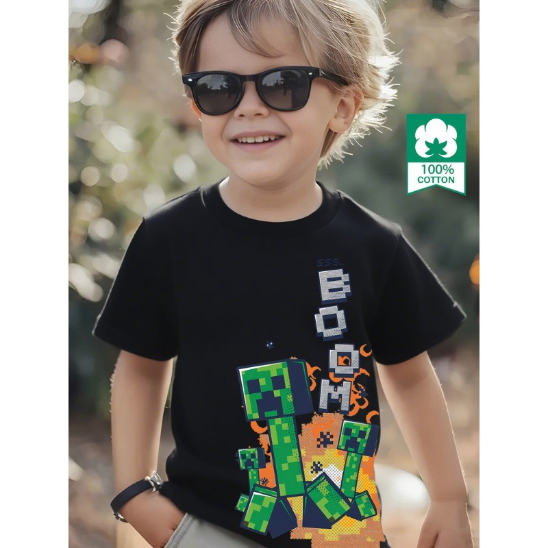 Camiseta Creeper Boom Jogo Camisa 100% Algodão Infantil Gamer Juvenil Aniversário Festa