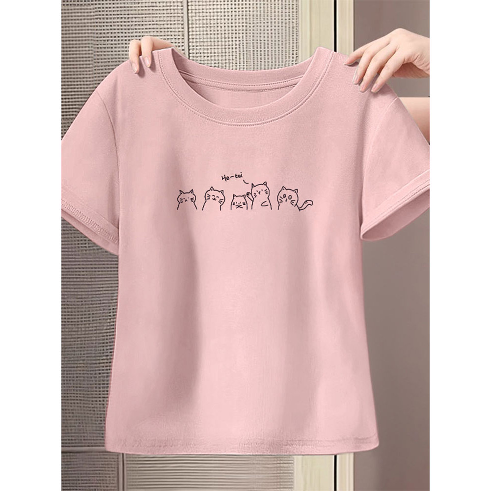 2025 novo estilo ombro positivo camiseta de manga curta feminina verão Design nicho puro algodão rosa curto fino-ajuste