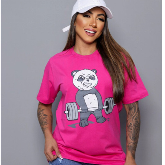 Camiseta Feminina Blusa Oversized Desenho Camisa Algodão Para Caminhada