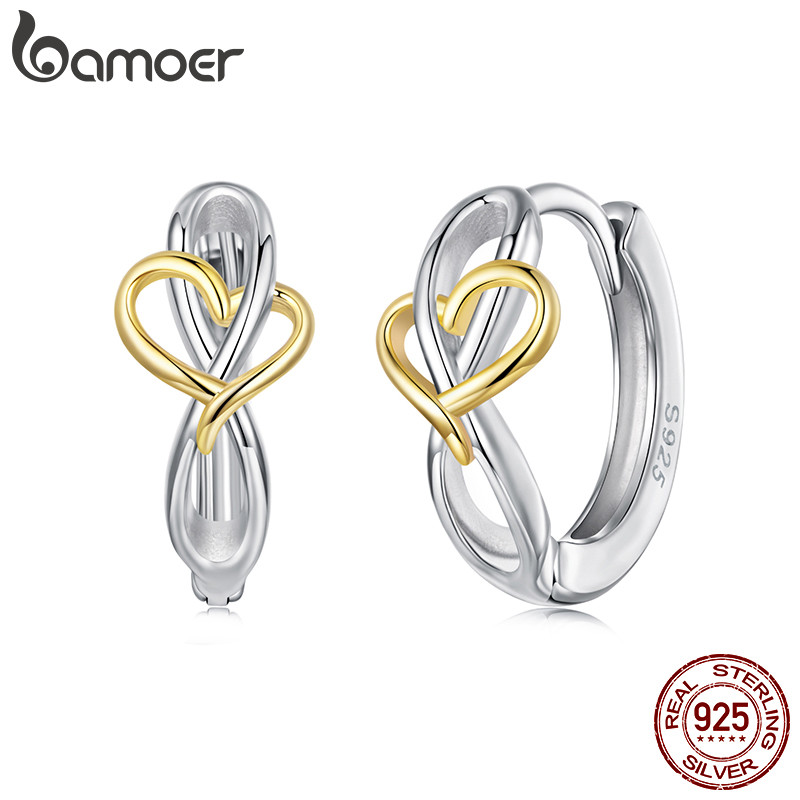 Bamoer Original 925 Brincos De Prata Esterlina Série Amor Ilimitado Design Jóias Presente Feminino em Oferta na Shopee