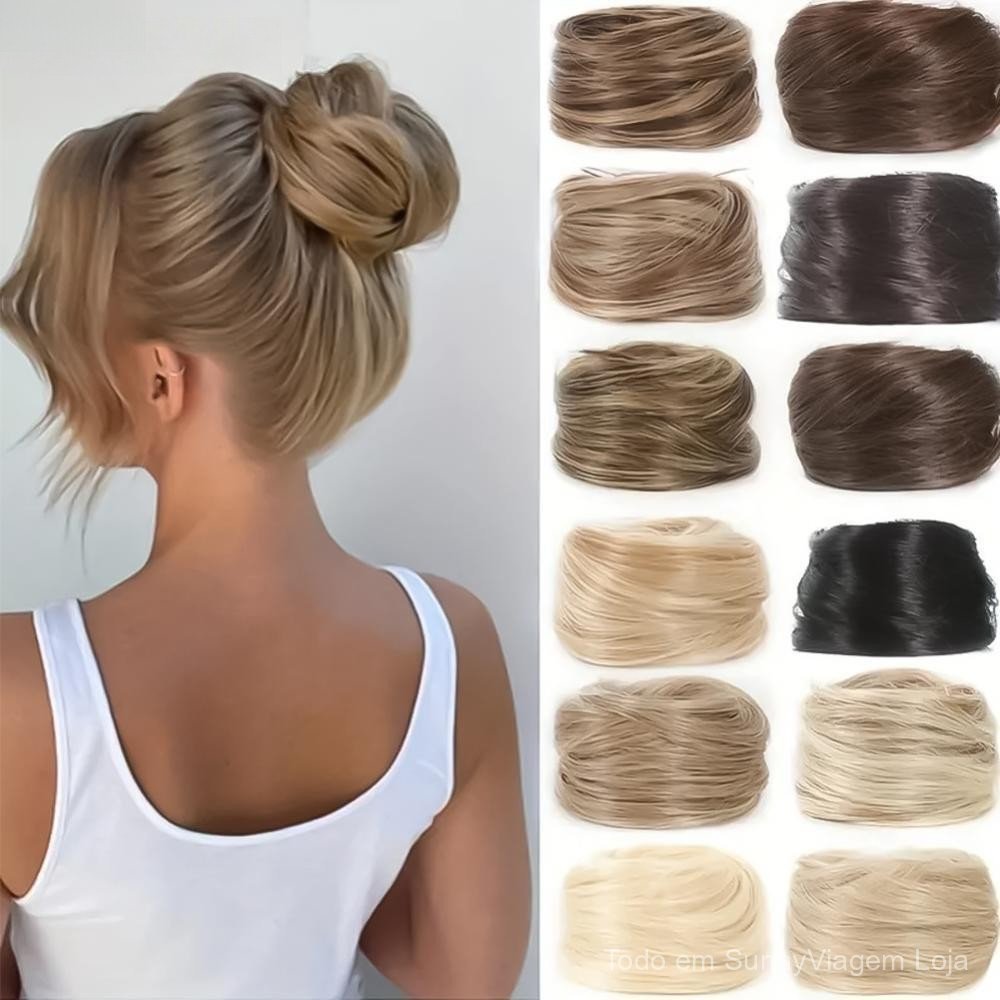 
 Peruca Elástica Reta Laço De Cabelo Feminino Simulado Fofo Coque Natural Pessoa Preguiçosa Encaracolada M6Q5