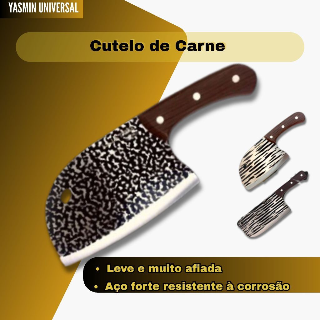 Cutelo de Carne de Alto Carbono Faca Osso Pesado Corte Premium Profissional Açougueiro em Oferta na Shopee