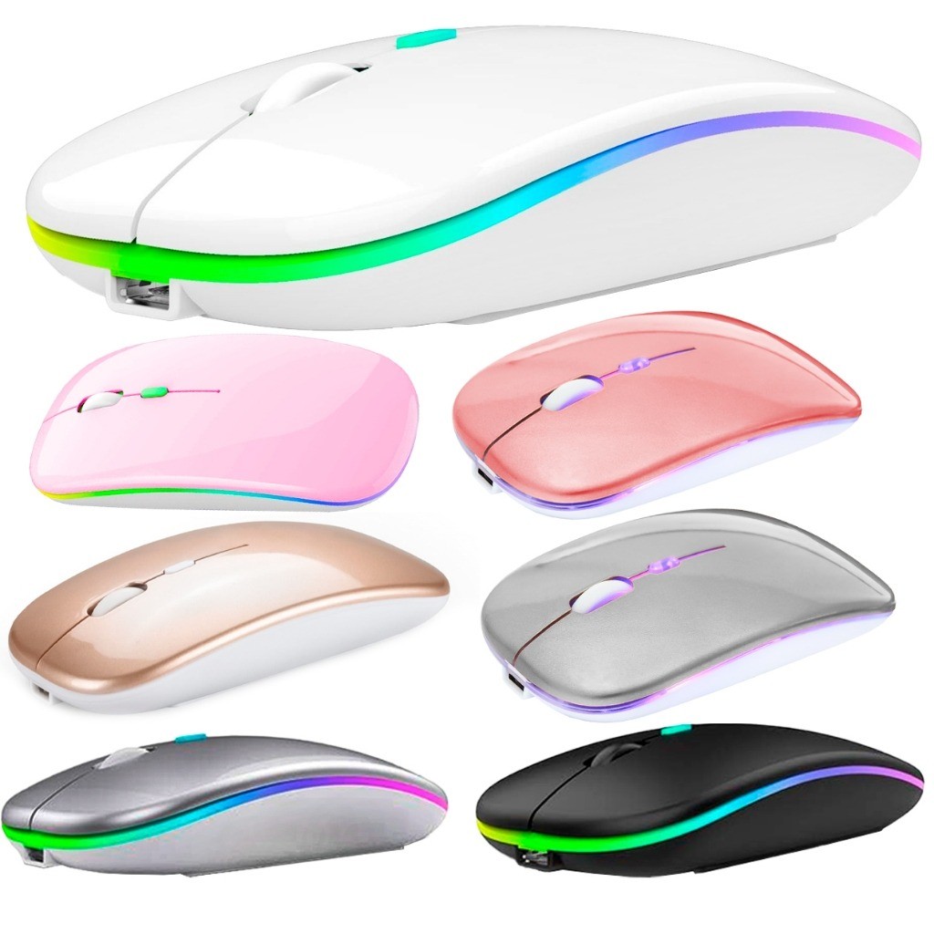 Mouse Sem Fio Recarregável Wireless Led Rgb Colorido Ergonômico Usb 2.4 Ghz em Oferta na Shopee