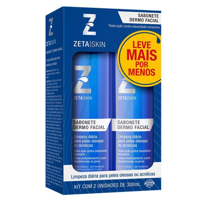 Kit Zeta Skin Sabonete Dermo Facial Peles Oleosas ou Acnéicas 2 Unidades 300ml Cada em Oferta na Shopee