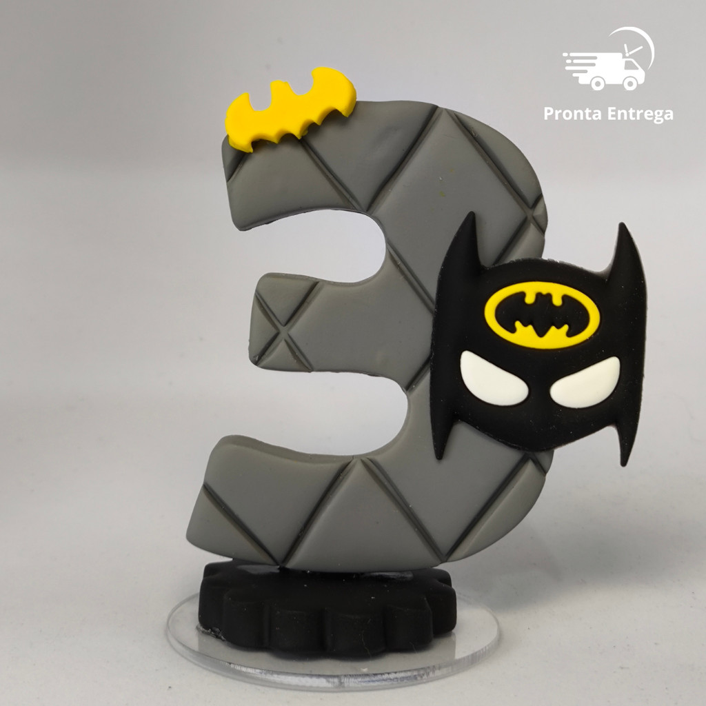 Vela de Aniversário Batman em Biscuit com Aplique | Vela Máscara Batman| Pronta Entrega