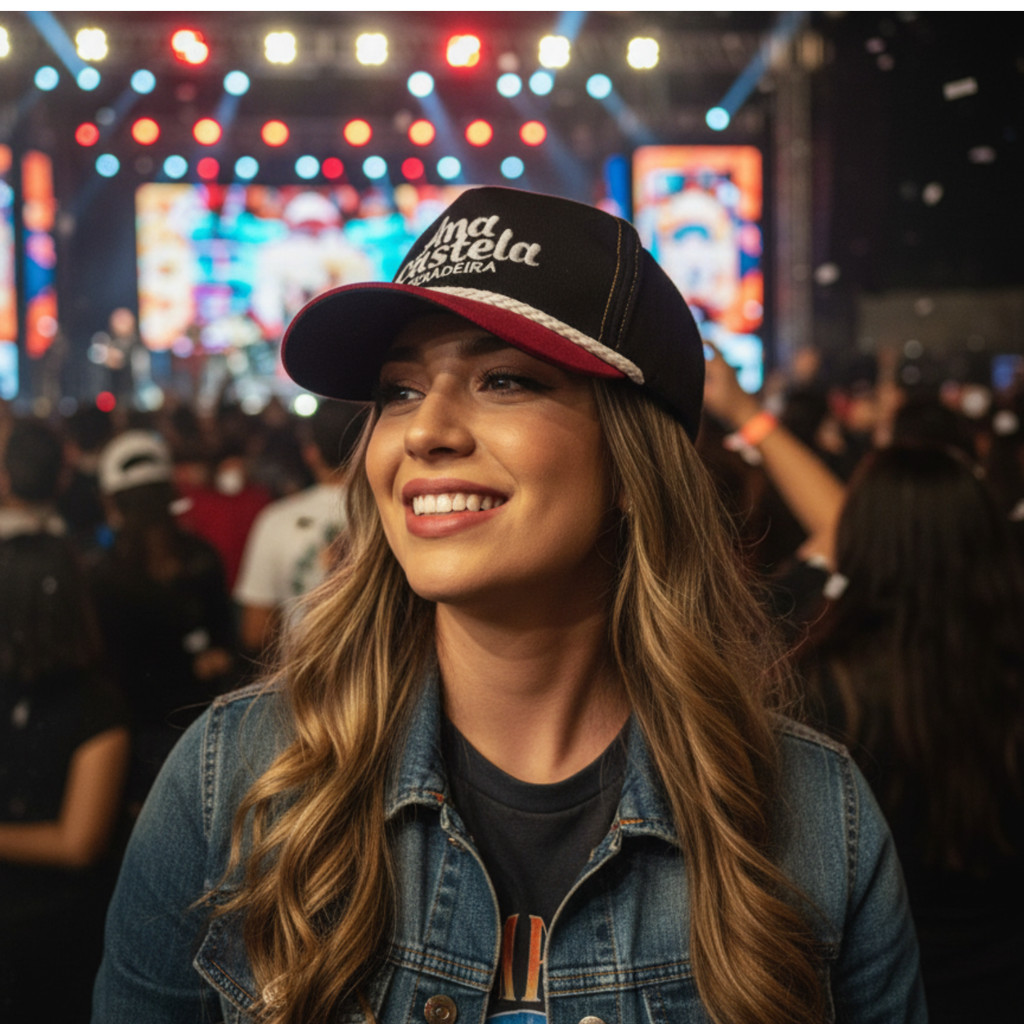 Boné Trucker Boiadeira Ana Castela Roça Unissex aba Curva Boiadeira Bordado Rodeio Sertanejo