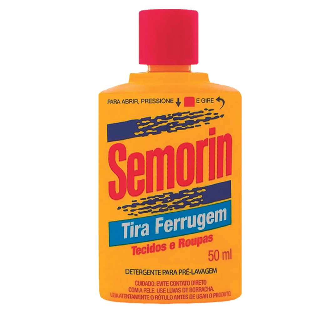 TIRA FERRUGEM 50ML SEMORIN IDEAL PARA TECIDOS E ROUPAS 3 UND
