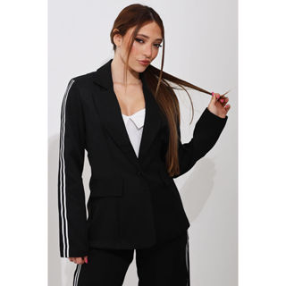 Blazer Alongado Feminino Faixa Girls Boss Planet Girls Preto em Oferta na Shopee