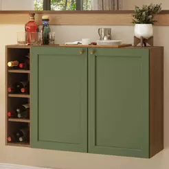 Buffet Aparador com Adega 100cm 2 Portas Rustic/Verde Vik Madesa 16