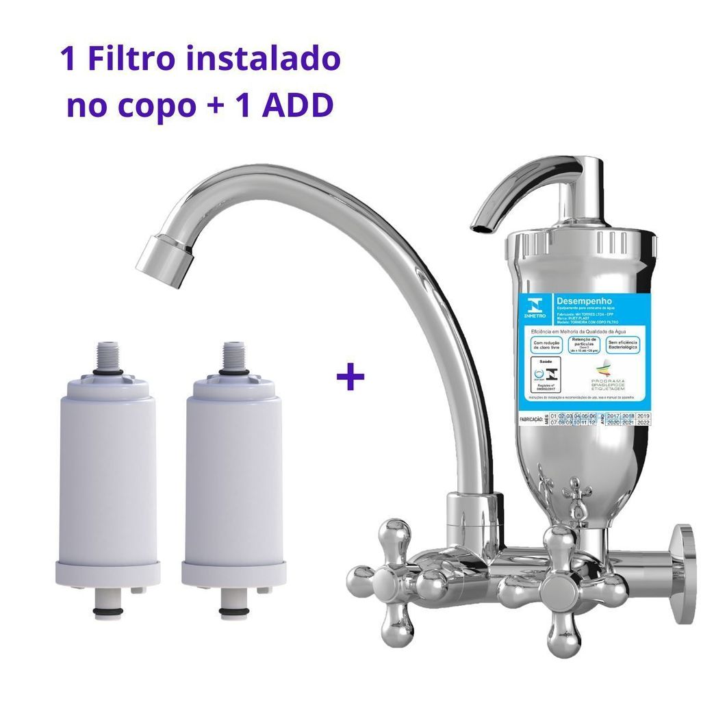 Torneira Com Filtro De Parede ABS Cozinha 1/4 de Volta 2167 C33 + 1 Vela Extra