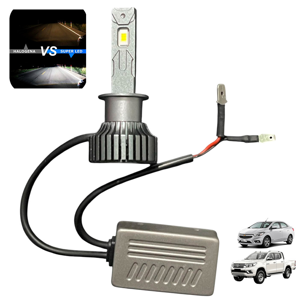 lâmpada led FAROL H1 70W 6500K 12V alta potência LED COMPACTO MINI SUPER FORTE plug and play