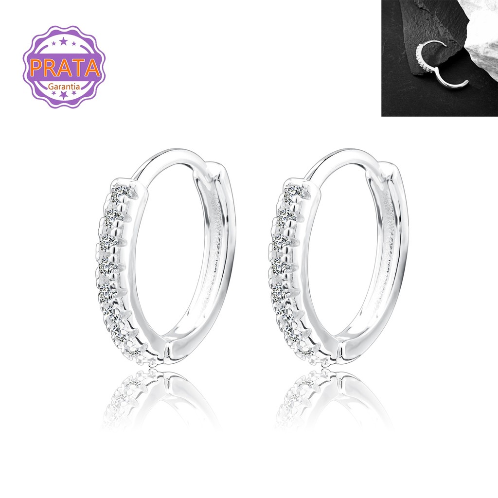 1Par Brincos Argola Prata 925 Legítima Com Zircônias Cravejado Antialérgico Elegante Feminino Perfeito Presente em Oferta na Shopee