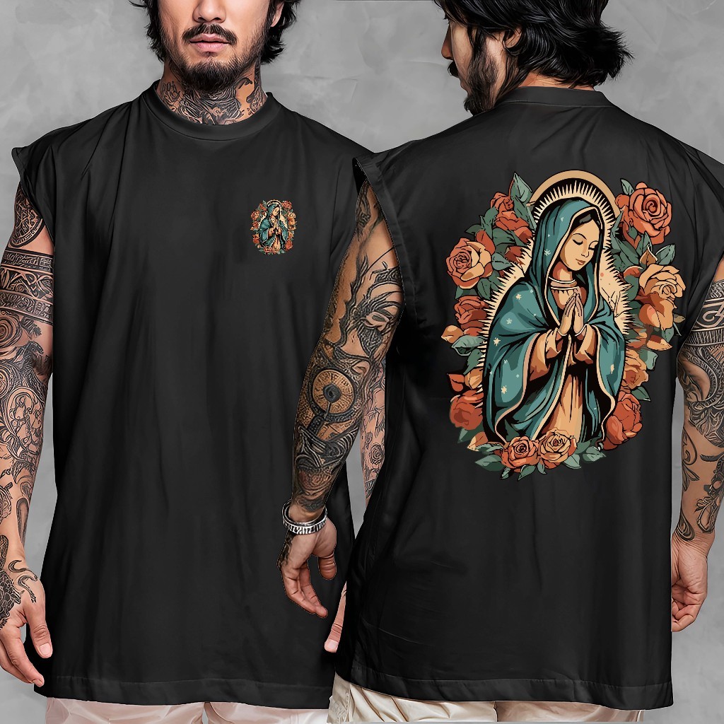 Regata Camiseta Oversized Estampa Nossa Senhora Exclusiva 100% Algodão em Oferta na Shopee