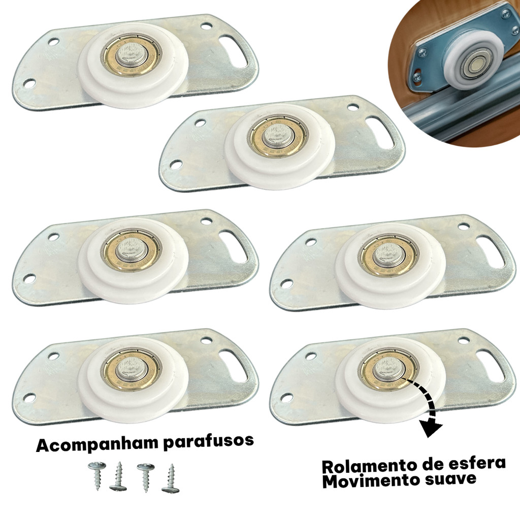 Kit 6 Roldanas para Porta de Correr de Guarda Roupas com Rolamento 32mm em Oferta na Shopee
