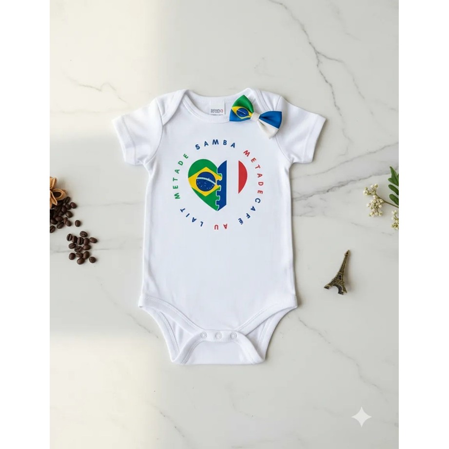 Body/ Camiseta Brasil E França Time Futebol Brasil Família M05