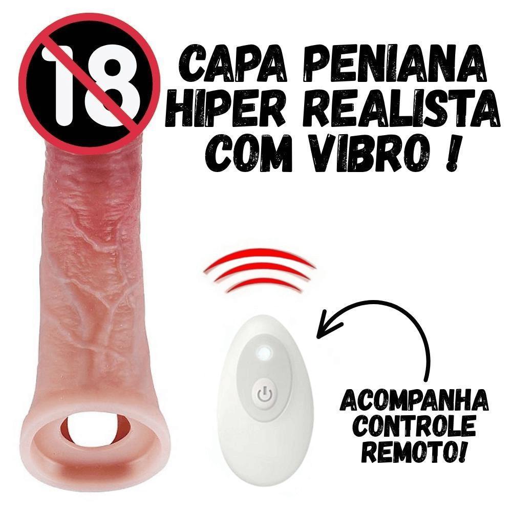 Capa Peniana Extensora com Vibrador Recarregável Realista Macia para Extender Tamanho