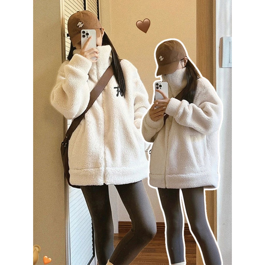 Estilo coreano engrossado cordeiro jaqueta de pelúcia feminina 2026 outono inverno novo estilo Design nicho casal roupas