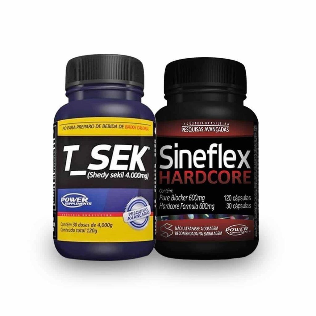 Kit - Sineflex Hardcore 120 Caps + T_Sek 120g - Power Supplements em Oferta na Shopee
