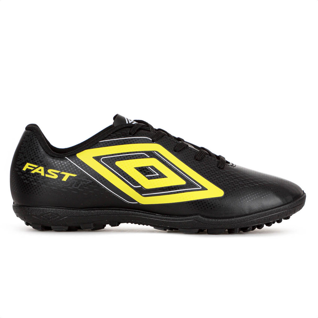 Chuteira Umbro Society Fast II Preto Branco e Amarelo  - Masculino em Oferta na Shopee