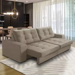 Sofá Retrátil e Reclinável 2 lugares 1,50m com Molas Marcela Suede Cappuccino Adonai Estofados