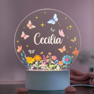 Luminária Para Quarto Menina Jardim Personalizada Com Nome A Sua Escolha Abajur Decoração Infantil em Oferta na Shopee