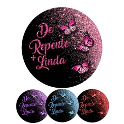 Capa Mini Painel Redondo de Festa 50X50 CM Em Tecido Sublimado 3D De Repente + Linda FIRE
