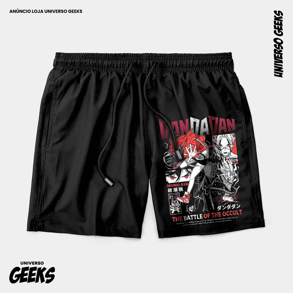 Bermuda Tactel Dandadan The Battle Of Occult Short Confortável Com Elastano Ideal Lazer Treino Esportes Praia