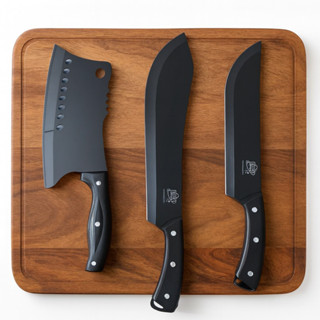 Kit Facas Churrasco Profissional Caça 3 Peças Lâmina Black Inox Premium Resistente em Oferta na Shopee