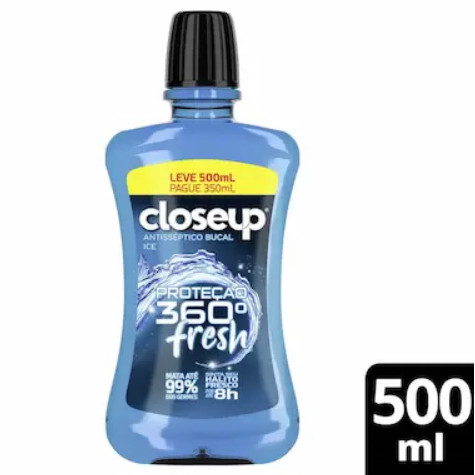 Enxaguante Bucal Closeup Ice com Álcool Proteção 360° Fresh 500ml