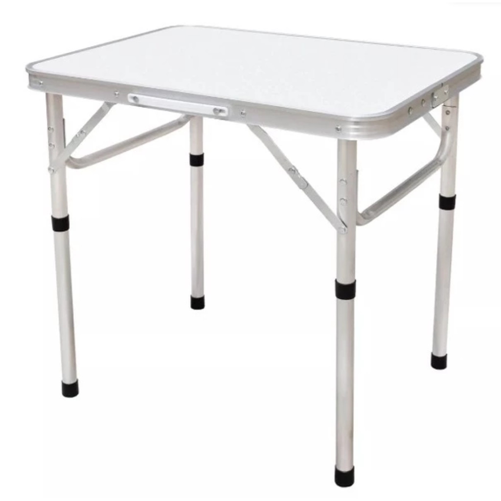 Mesa Dobrável Alumínio 60x45cm Branco Com Tampo MDF E Alça Para Camping Para Churrasco E Praia em Oferta na Shopee