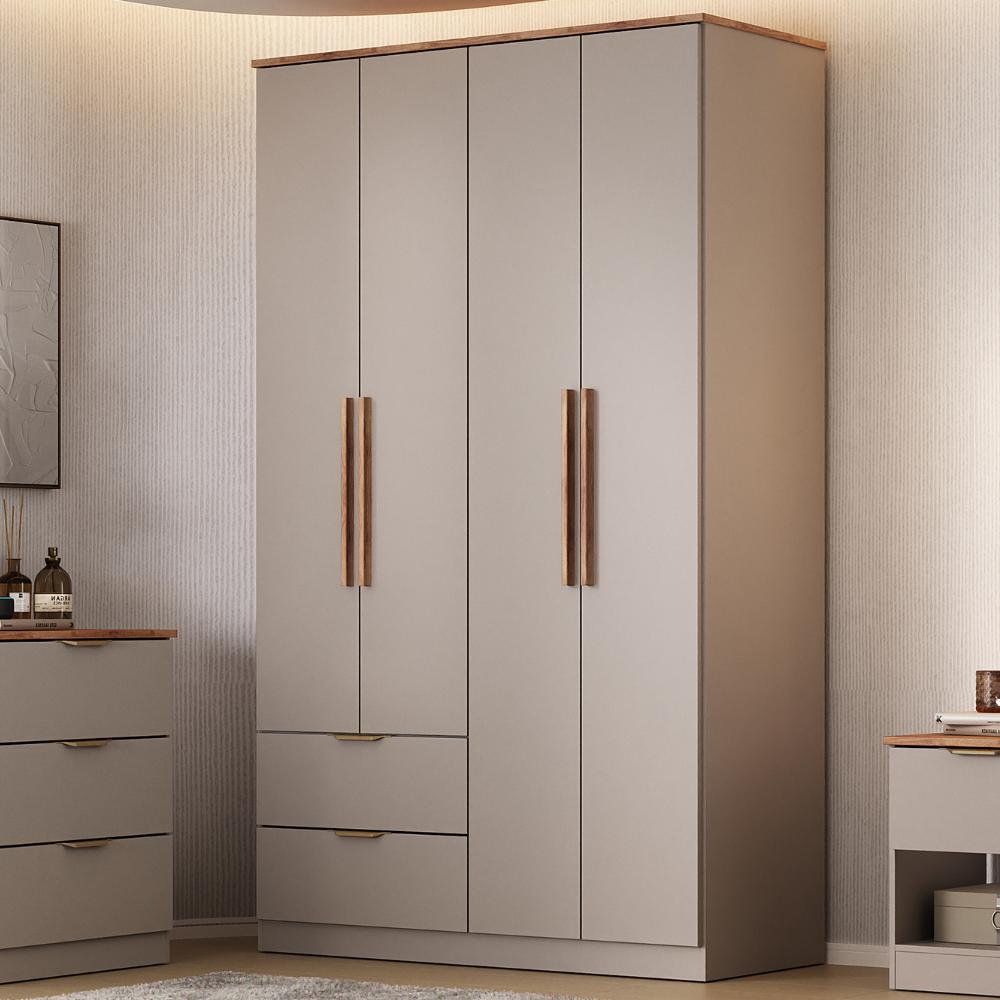 Guarda Roupa Solteiro 4 Portas Milan Carraro Avelã em Oferta na Shopee