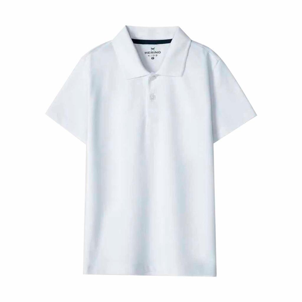 Camiseta Polo Hering Infantil Menino Manga Curta Em Piquet Branco