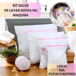 Kit com 5 Sacos De Lavar Roupas Protetor De Roupa Íntima Lingerie enviar imediato-Bazar Raiz