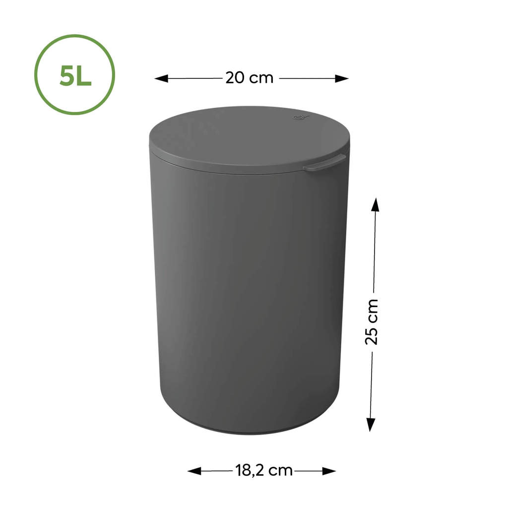 Kit Banheiro Coza Brinox Serene Cinza Chumbo: Lixeira 5L + Escova Sanitária Utensílios Domésticos