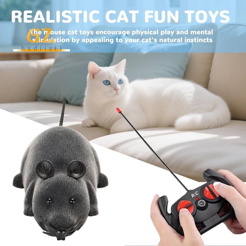 Realista RC Mouse Rato Gato Brinquedo Controle Remoto Animal Falso Para Cães Gatos Cinza Presente Animais De Estimação