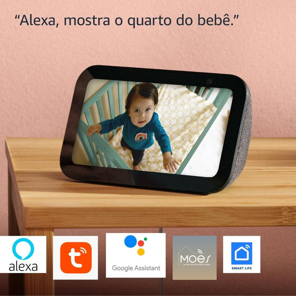 Câmera de Segurança Wi-Fi Smart 3mp Giro 360°,Áudio, Visão Noturna e Integração Alexa Tuya Google