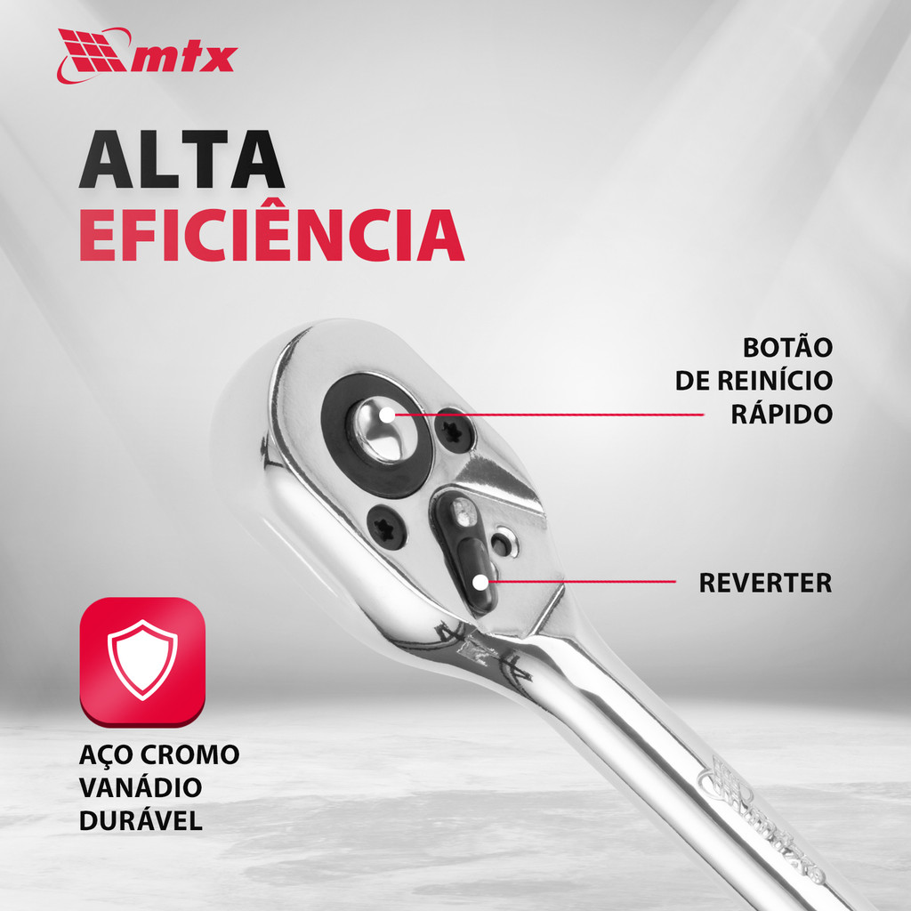 CHAVE CATRACA REVERSIVEL P/ SOQUETE CRV CROMADA 1/4POL. MTX