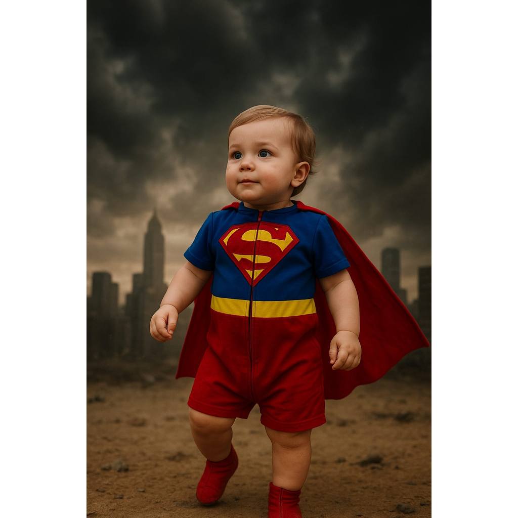 Fantasia/Macaquinho Super Man com Capa - Tam G ao 4