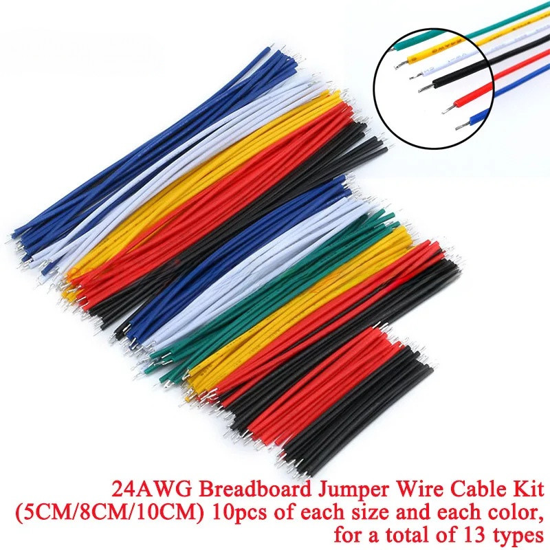 130 Pçs 24AWG Placa De Ensaio Jumper Fio Cabo Kit Estanho-Banhado PCB De Solda Flexível PVC Eletrônico 5cm 8cm 10cm 6 Co
