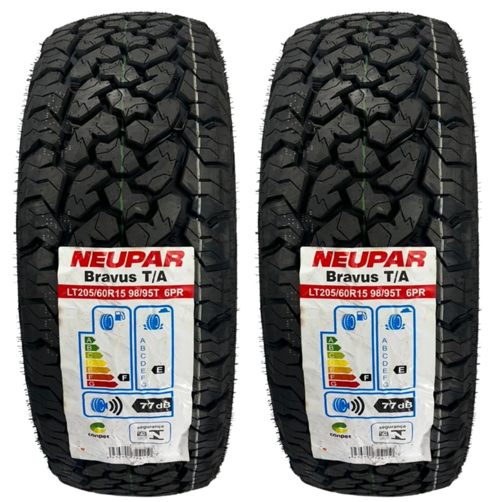 Kit 2 Pneus Neupar LT 205/60R15 6PR Bravus T/A 98/95T Fiorino Doblo ARGO CROSS FOX ECOSPORT AIRCROSS