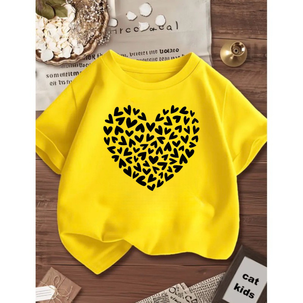 Blusinha Infantil Juvenil Menina 100% Algodão Coração Multiplo