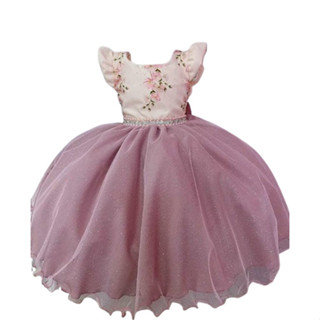 VESTIDO DE FESTA INFANTIL ROSE BUSTO FLORAL SAIA COM GLITTER D4187 em Oferta na Shopee