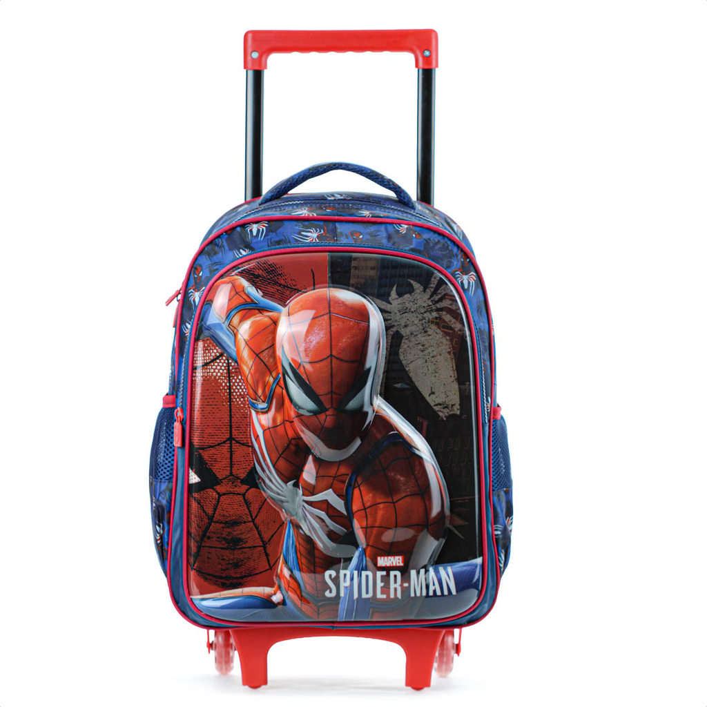 Mochila Com Rodas Escolar Xeryus 16 Spider Man Face 13370 Azul - Infantil