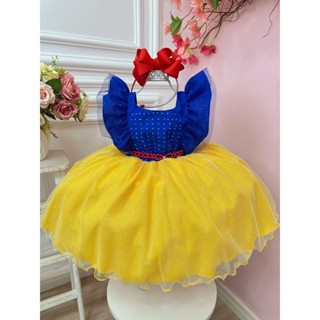Vestido Infantil Branca de Neve Princesa Da Festa Brilho Menina Strass em Oferta na Shopee