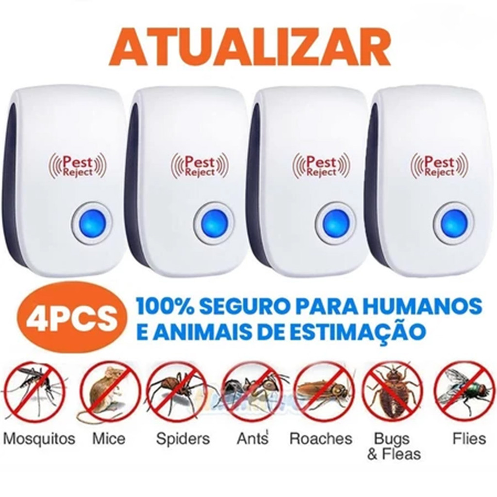 KIT1/2/3/4 Repelente Eletrônico Ultrassônico Mosca Pernilongos Baratas Morcegos repele e Espanta Ratos bivolt