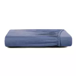 Lençol com Elástico Queen Altenburg Cetim 300 Fios Azul