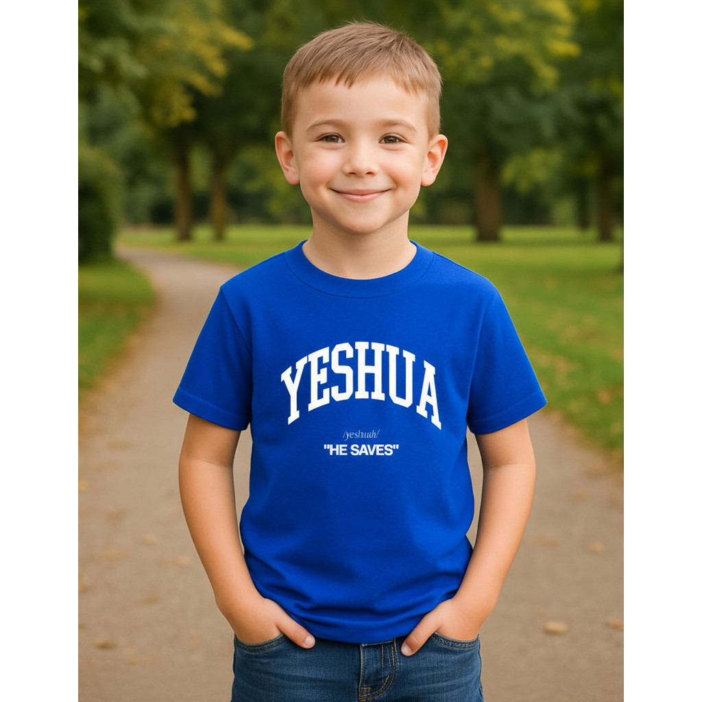 Camiseta Infantil Menino Blusa Yeshua The Saves Moda Católica Algodão Juvenil Algodão Unissex